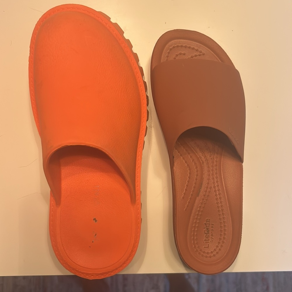 Jeffrey Campbell Bae Platform Orange Slip-On Clogs Rubber Chunky Mule - Picture 11 of 12